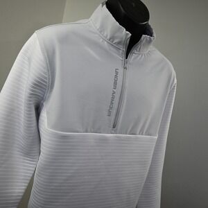 Under Armour 1/4 Zip Golf Jacket Mens XL White ColdGear Storm Pullover Stretch